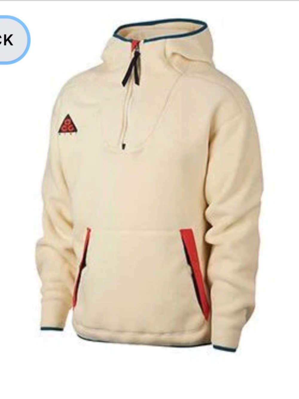 Nike ACG Sherpa fleece hoodie anorak cream/red size medium AJ1987-258 READ